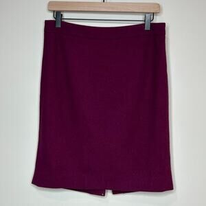J.Crew Factory Wool Pencil Skirt Size 4 Burgundy